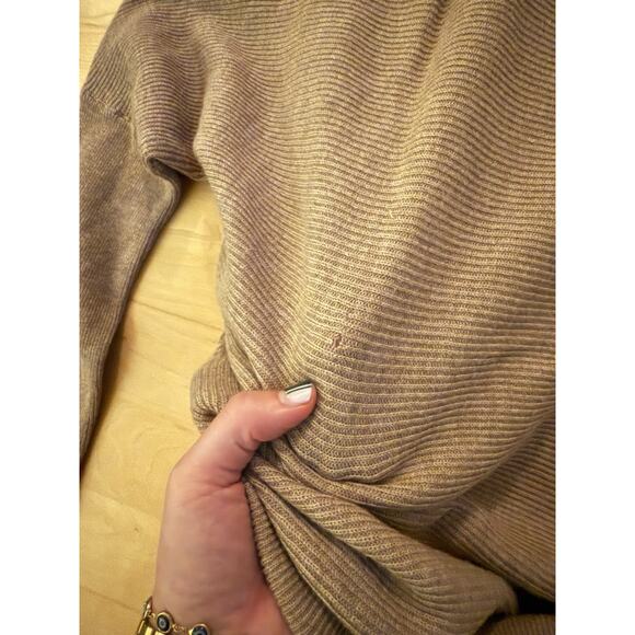 Allsaints Ridley Sweater Tan Beige Draped Cashmere Blend M FLAW - Picture 5 of 6